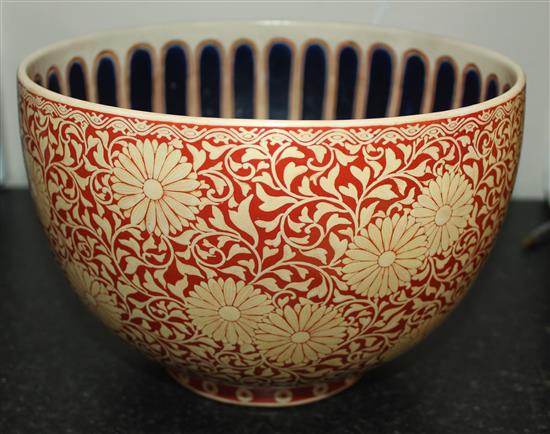 A Japanese Satsuma kikumon deep bowl, Meiji period, possibly an Imperial presentation, height 15.5cm, diameter 23.5cm